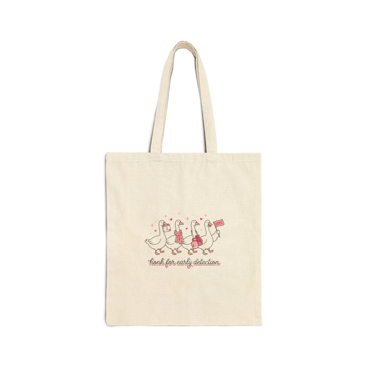 Breast Cancer Awareness Ribbon Ducks Tote | Pink Ribbon Support Canvas Tote