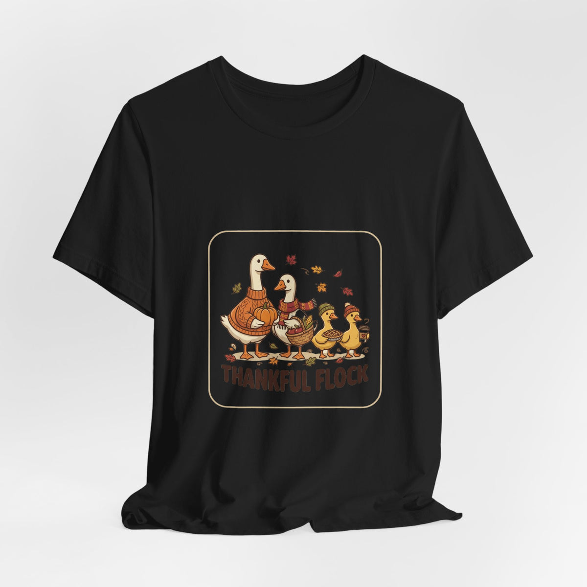 Thankful Flock Turkey Family Tee | Thanksgiving, Harvest Autumn Shirt