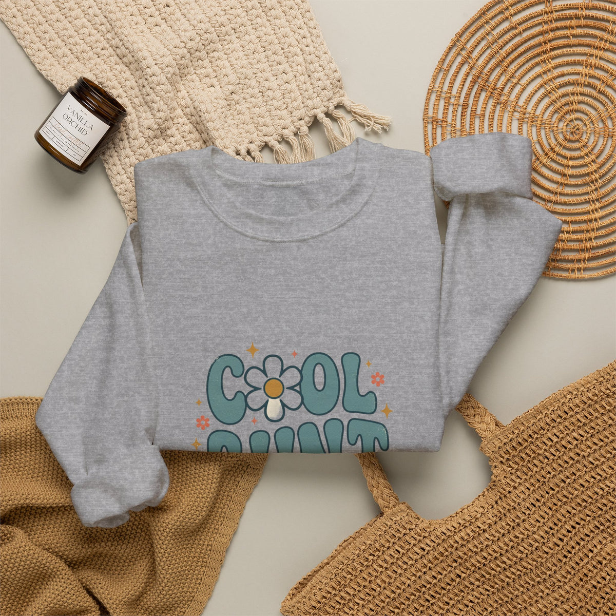Cool Aunt Committee Sweatshirt | Auntie Apparel, Retro Daisy Graphic