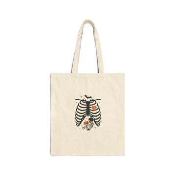 Skeleton Ribcage Tote, Halloween Family Matching, Spooky Bones Pumpkin Webs