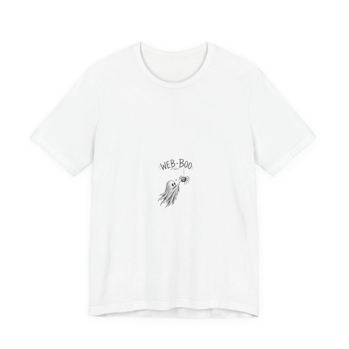 Web-Boo Ghost Tee — Cute Minimal Halloween Graphic T-Shirt