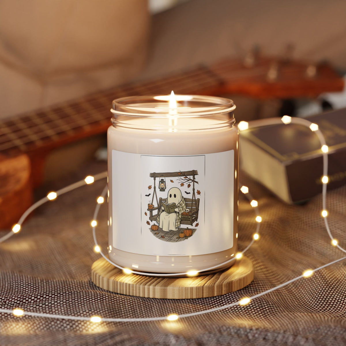 Ghost Reading Candle Jar, Spooky Reader Halloween Soy Candle