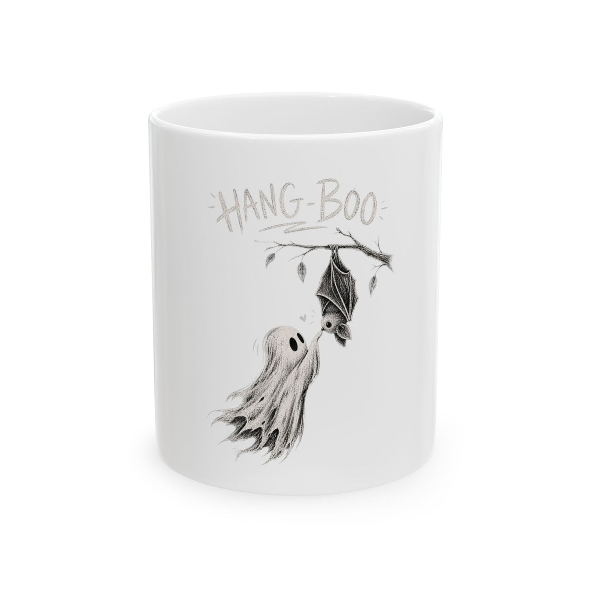 Hang-Boo Ceramic Mug — Cute Ghost & Bat Halloween Coffee Cup (11oz/15oz)
