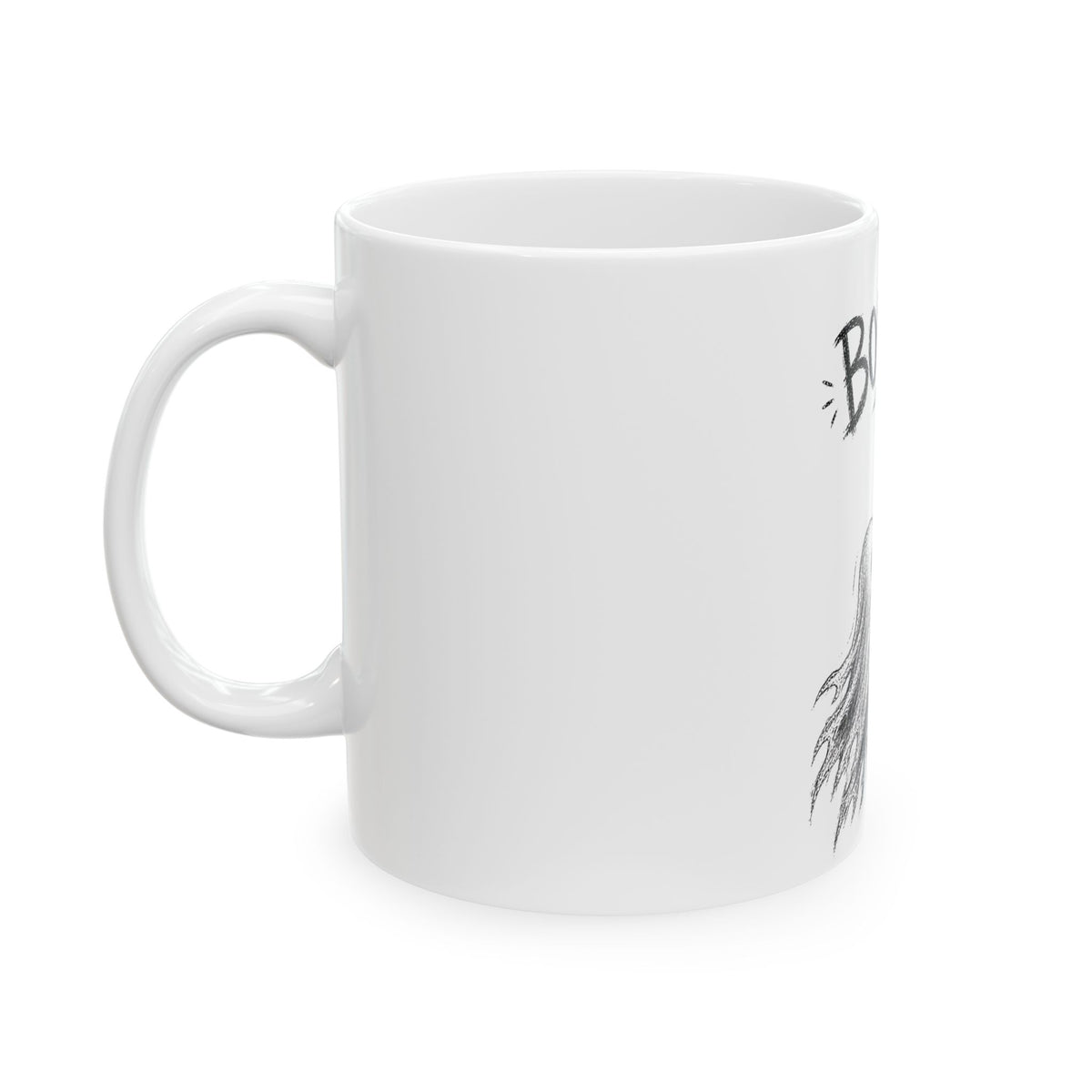 Halloween Boo-Yah Ceramic Mug — Ghost & Black Cat 11oz/15oz