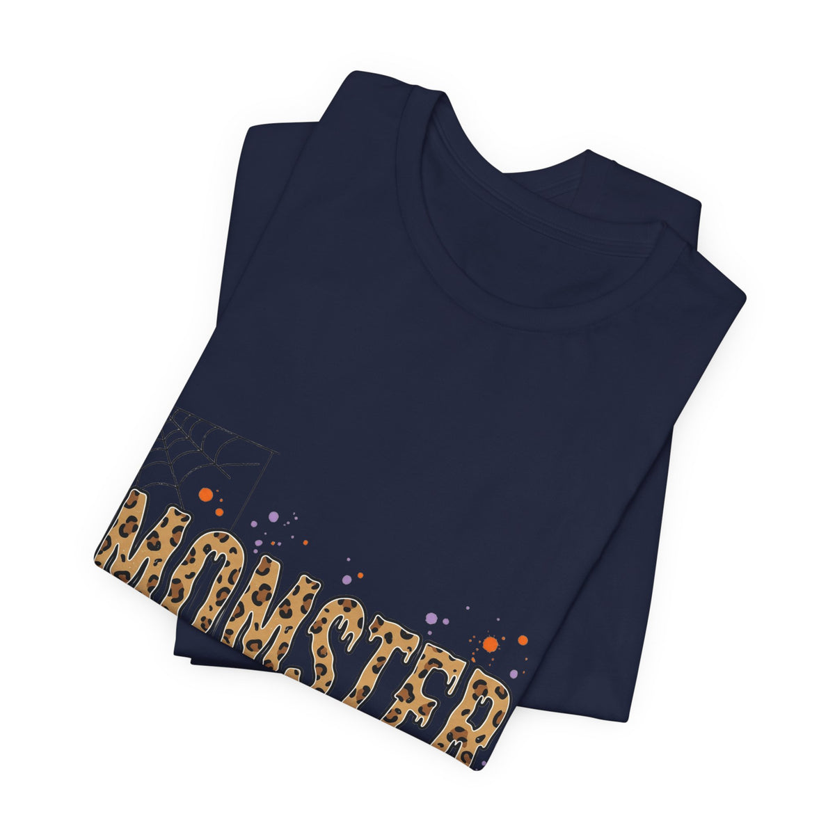 Momster Leopard Lettering T-Shirt | Halloween Mom tee, Spiderweb Bat Graphic