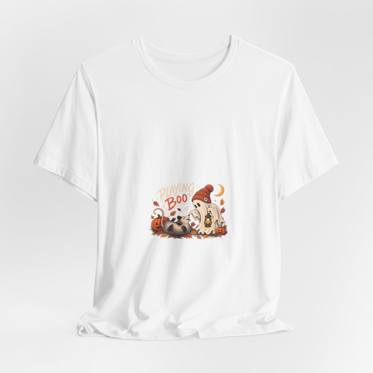 Halloween Raccoon & Ghost Tee - Playfully Boo Pumpkin Shirt