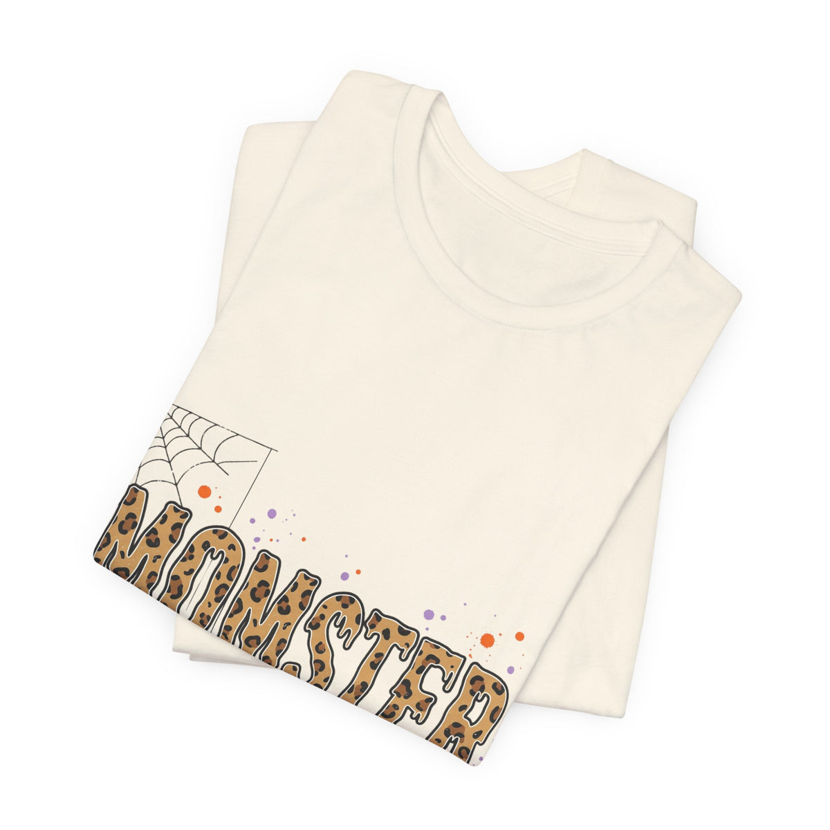 Momster Leopard Lettering T-Shirt | Halloween Mom tee, Spiderweb Bat Graphic