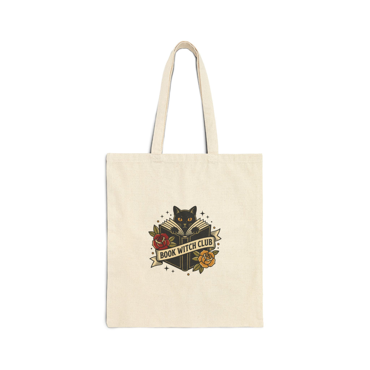 Book Witch Club Tote | Traditional Tattoo-Inspired, Vintage Flash Floral