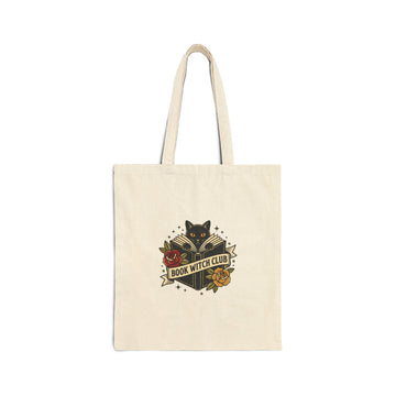 Book Witch Club Tote | Traditional Tattoo-Inspired, Vintage Flash Floral
