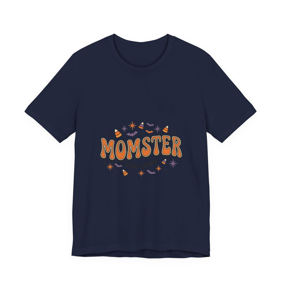 Momster Boo Crew T‑Shirt | Halloween Mom tee, bats & spooky lettering