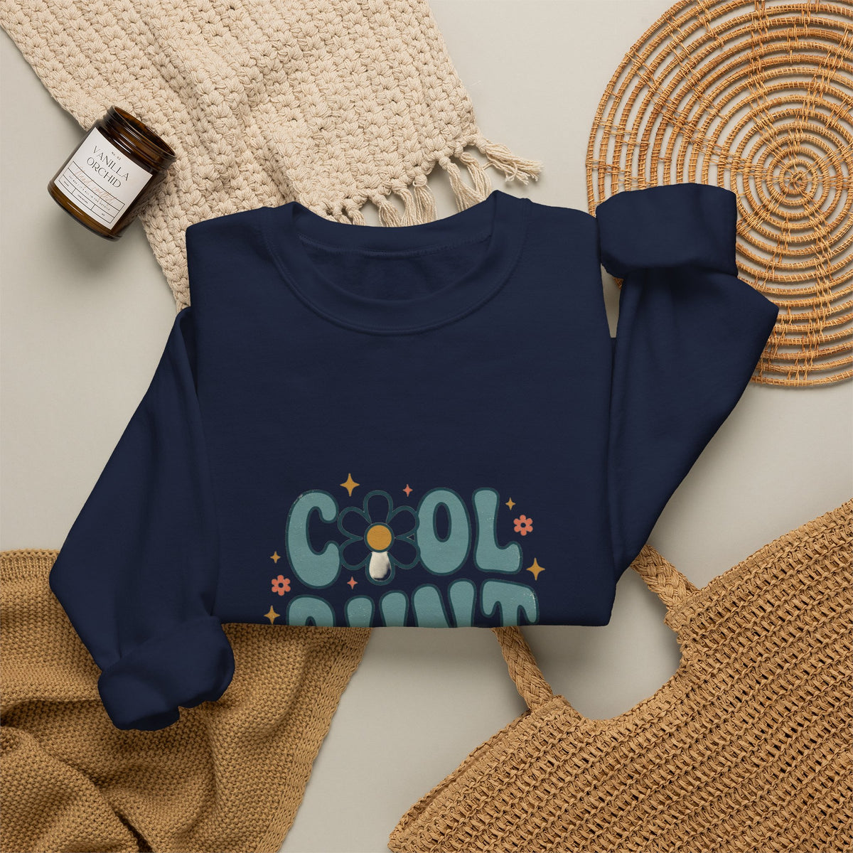 Cool Aunt Committee Sweatshirt | Auntie Apparel, Retro Daisy Graphic