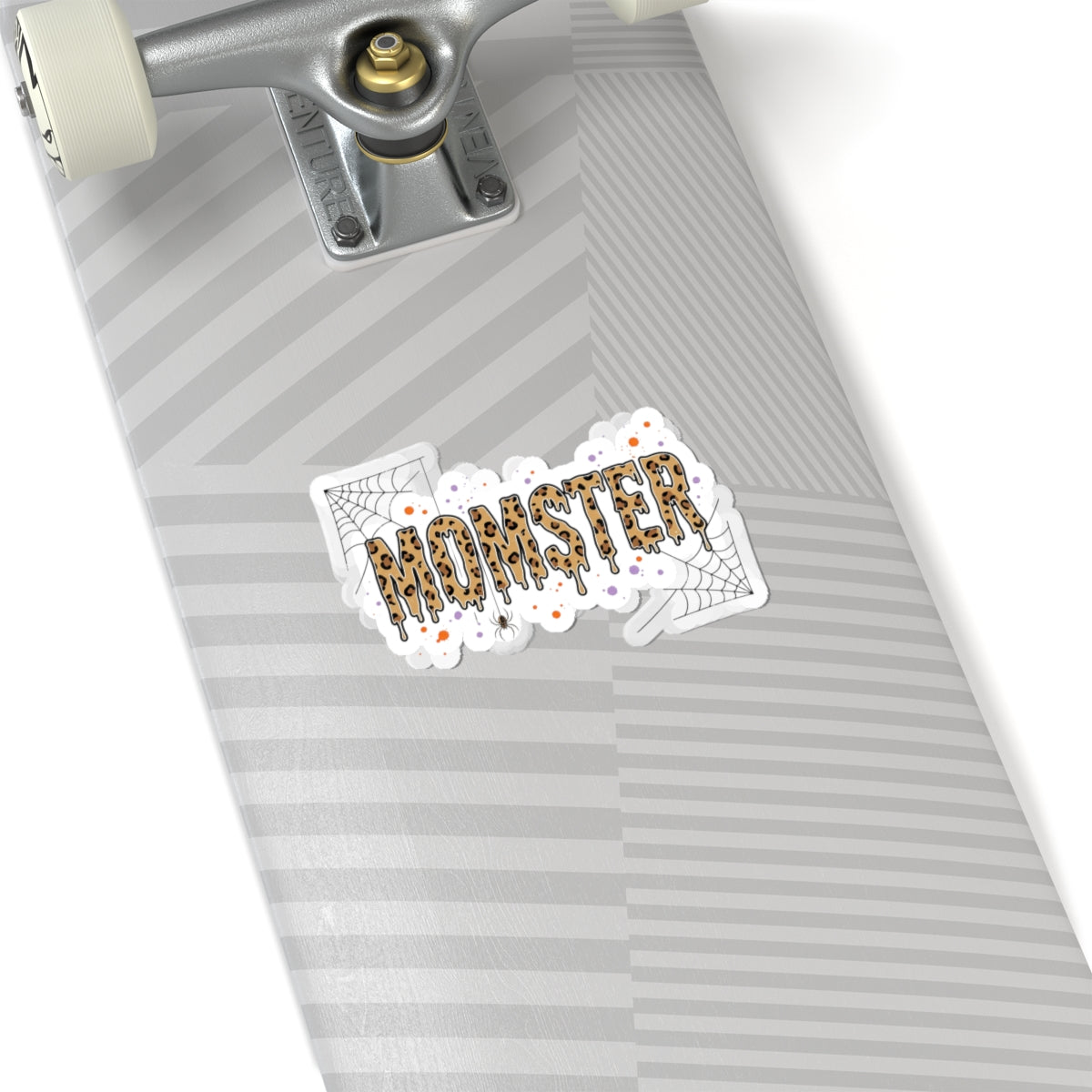 Momster Drippy Leopard Lettering Sticker | Halloween Mom, Spooky Bat & Cobweb Decal