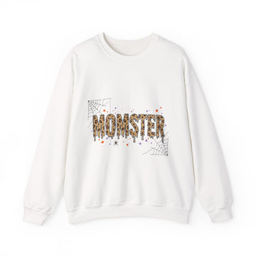 Momster Halloween Sweatshirt | Spiderweb, Dripping Lettering, Bat Accent