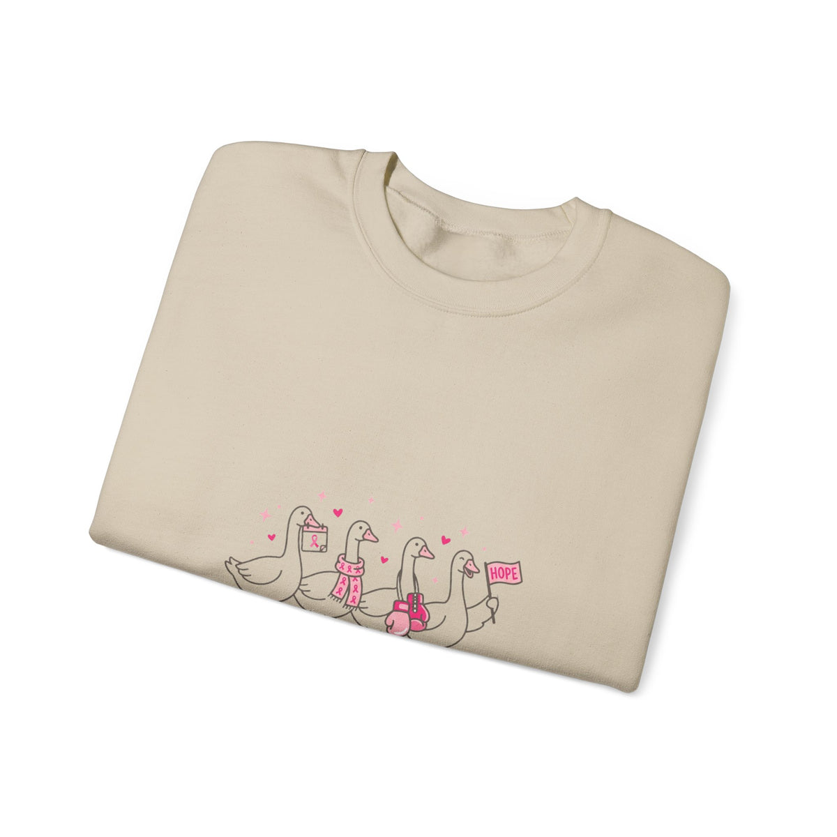 breast cancer awareness ducks crewneck sweatshirt | pink ribbon solidarity