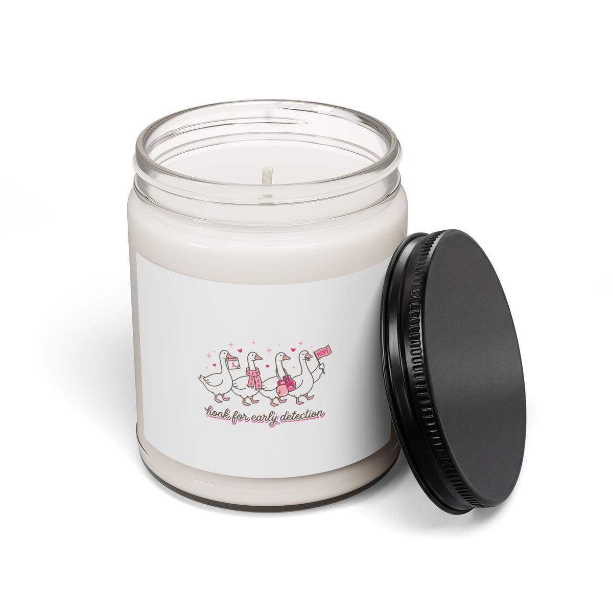 Breast Cancer Awareness Ribbon Ducks Soy Candle, Pink Support | 9oz