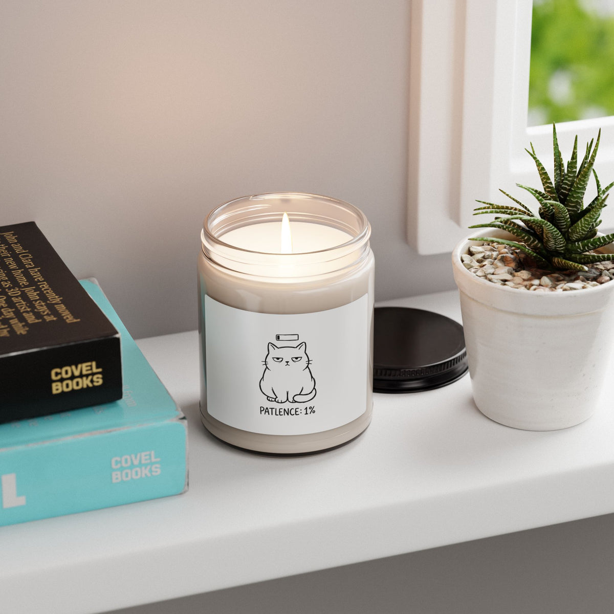Patience 1% Cat Candle, Soy Candle | Grumpy Humor, Deadpan Cat