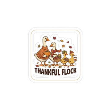 Thankful Flock Thanksgiving Sticker | Fall Harvest, Cute Turkey Family