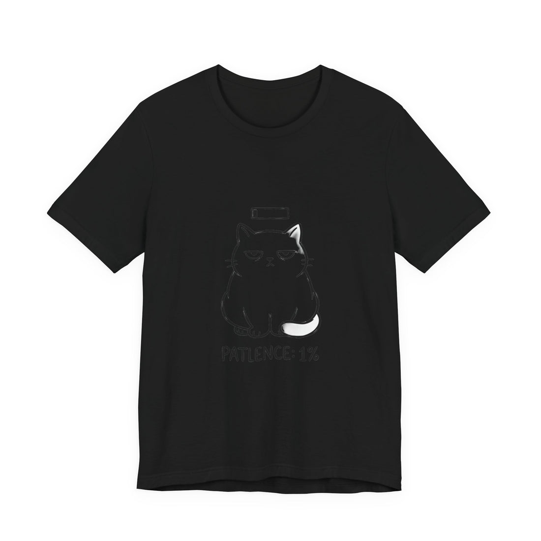 Patience 1% Cat Tee | Grumpy Humor, Minimal Cat Illustration