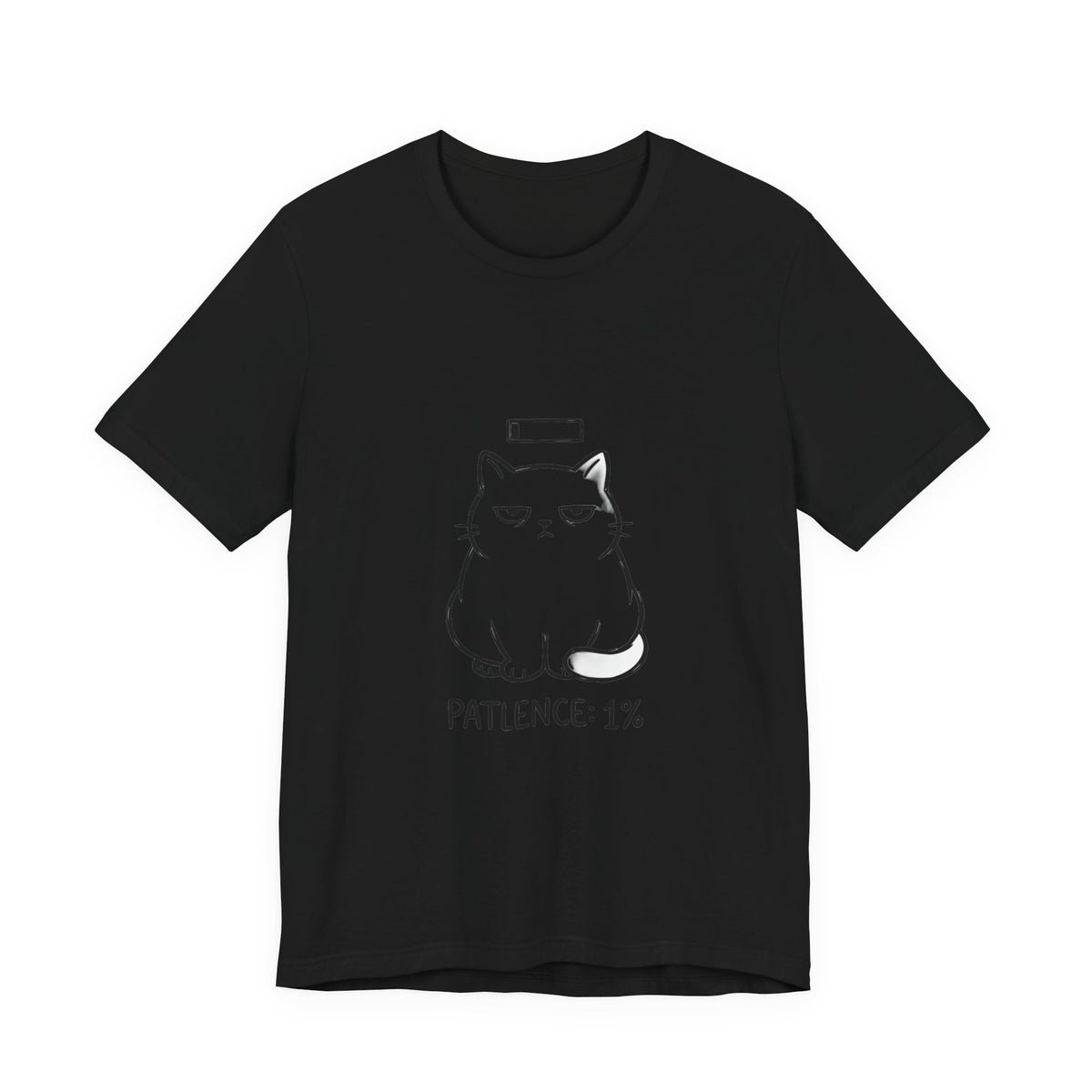 Patience 1% Cat Tee | Grumpy Humor, Minimal Cat Illustration