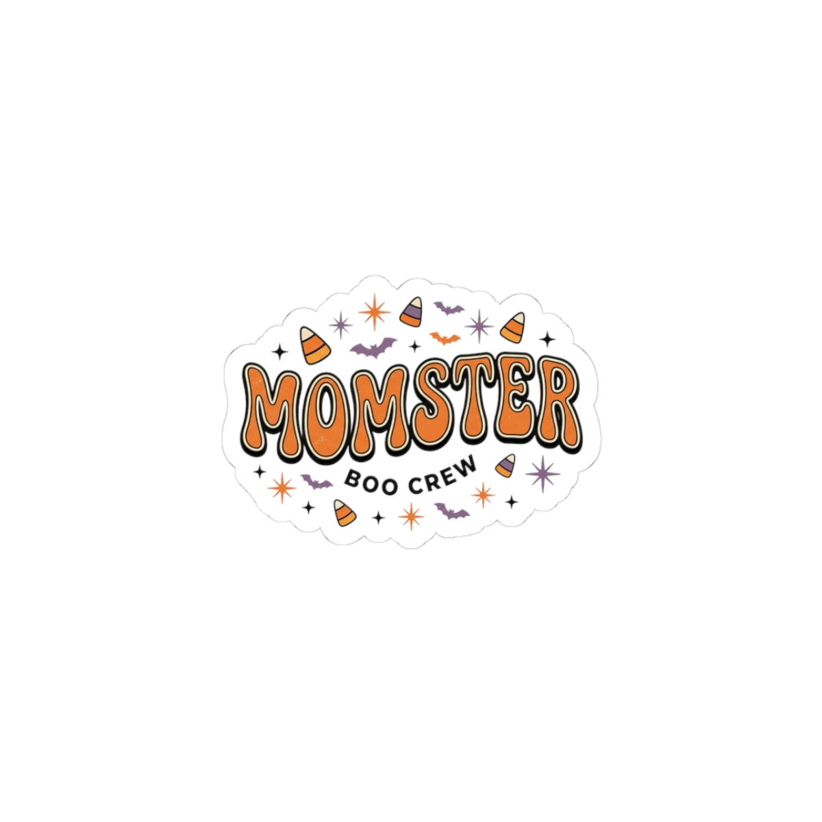Momster Boo Crew Kiss-Cut Sticker | Halloween Mom, Cute Gothic Pumpkin Colors