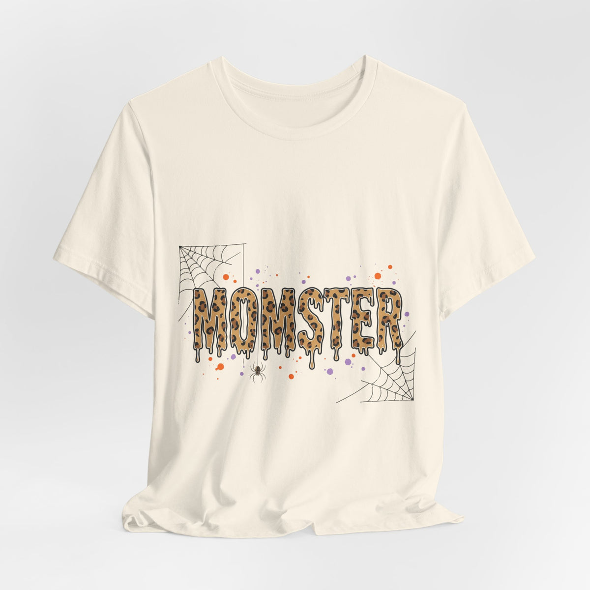Momster Leopard Lettering T-Shirt | Halloween Mom tee, Spiderweb Bat Graphic