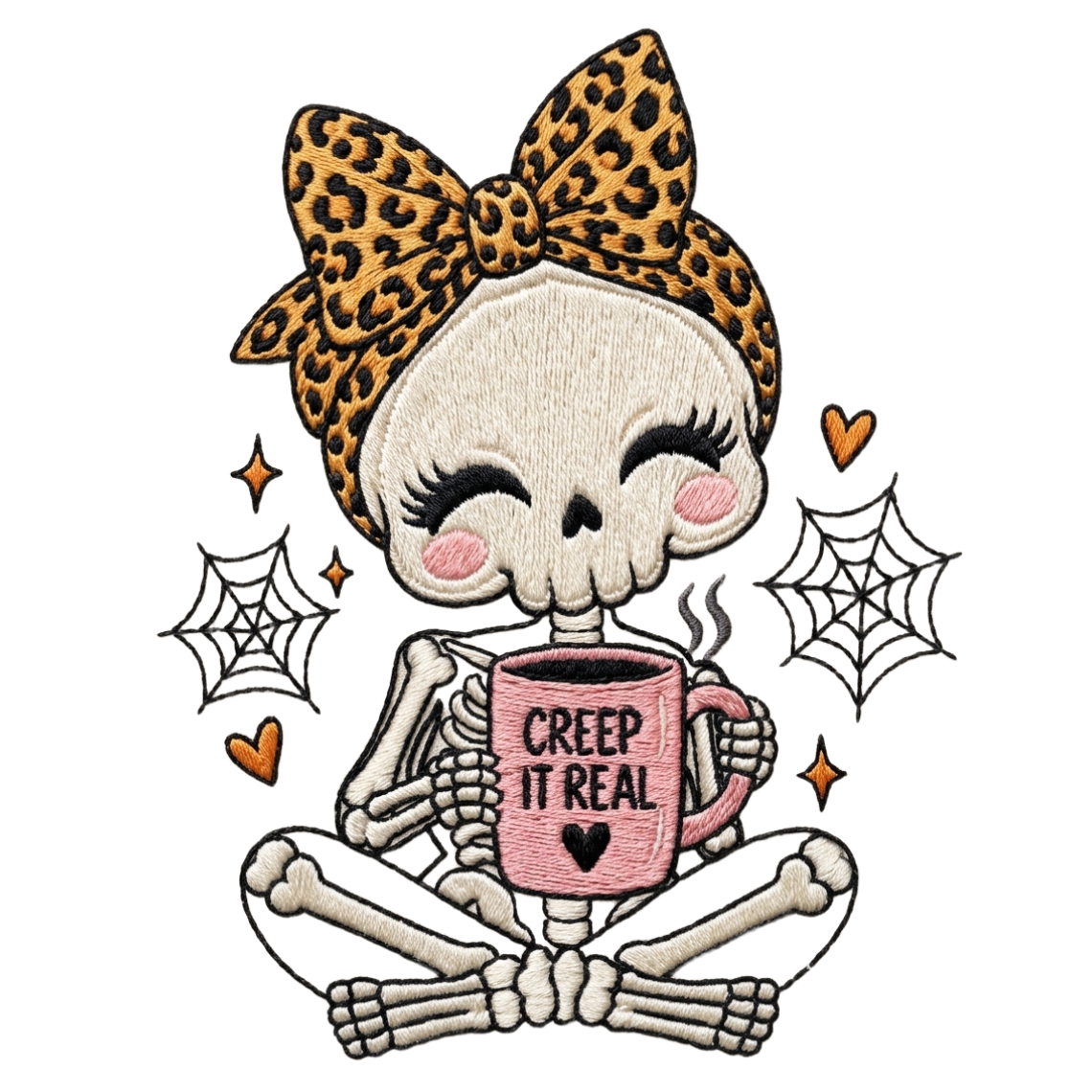 Skeleton Girl Halloween Mug Embroidery Design