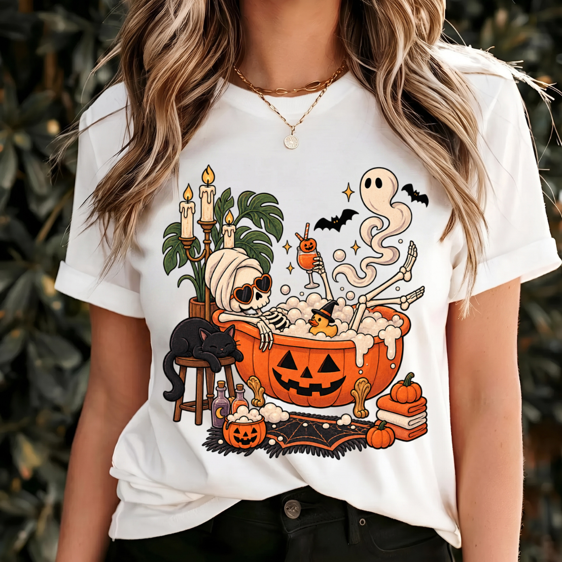 Skeleton Tshirt Womens, Cute Halloween Tshirt Vintage, Halloween Graphic Tee Cute, Halloween Shirt Retro Design, Cozy Halloween Shirt