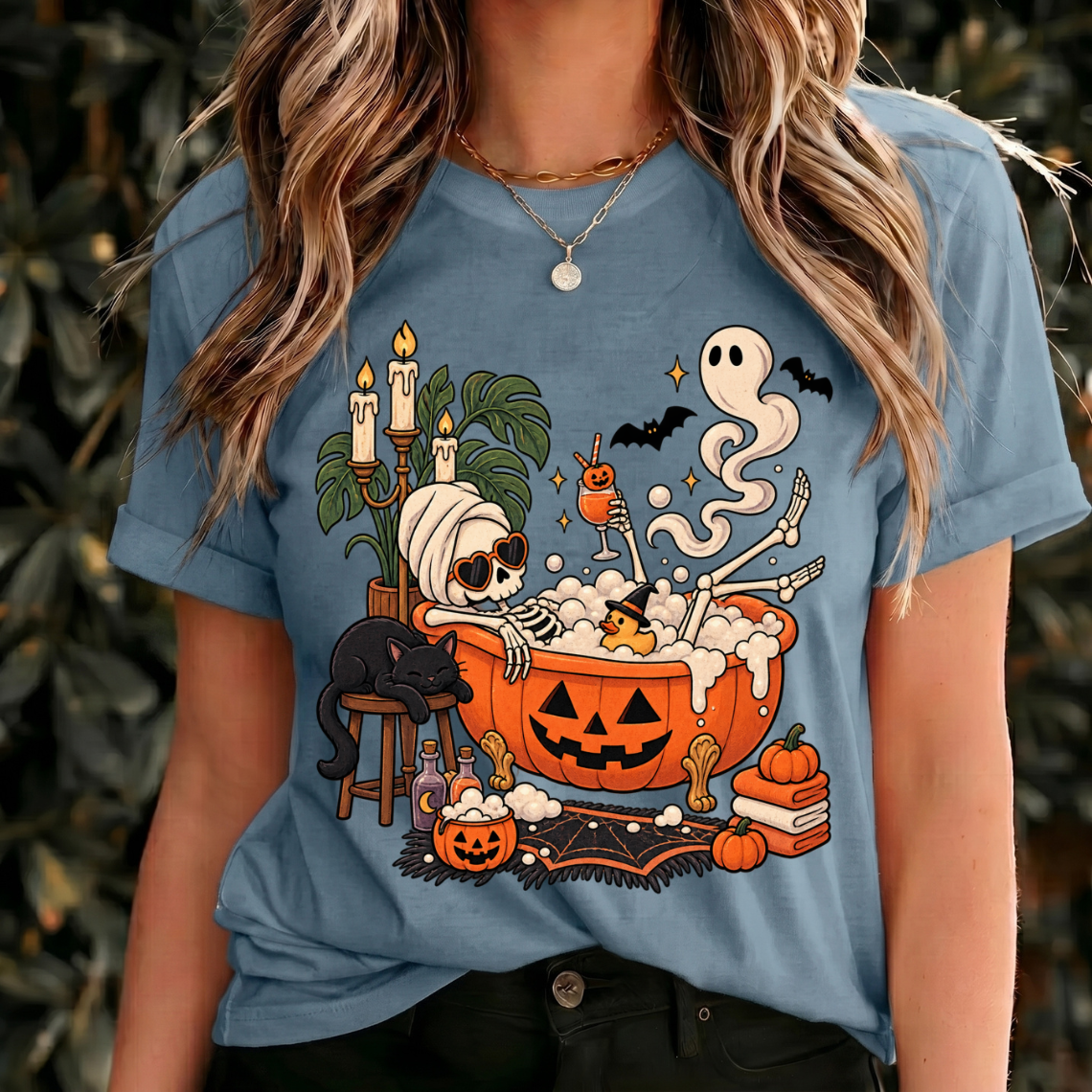 Skeleton Tshirt Womens, Cute Halloween Tshirt Vintage, Halloween Graphic Tee Cute, Halloween Shirt Retro Design, Cozy Halloween Shirt