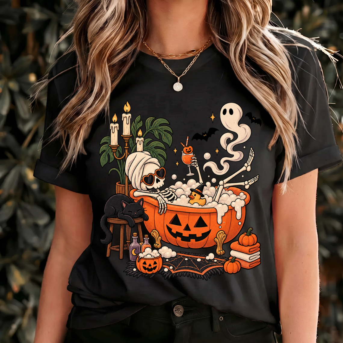 Skeleton Tshirt Womens, Cute Halloween Tshirt Vintage, Halloween Graphic Tee Cute, Halloween Shirt Retro Design, Cozy Halloween Shirt