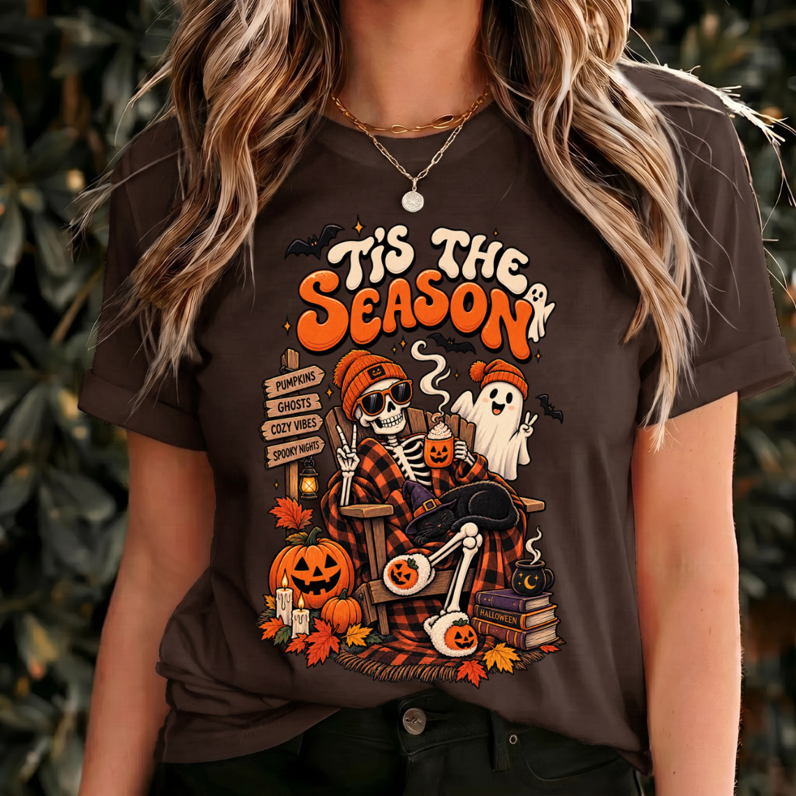 Halloween Tis the Season Shirt, Skeleton Tshirt Womens, Funny Ghost Shirts, Halloween Shirts Spooky Season, Halloween Shirt Retro Design