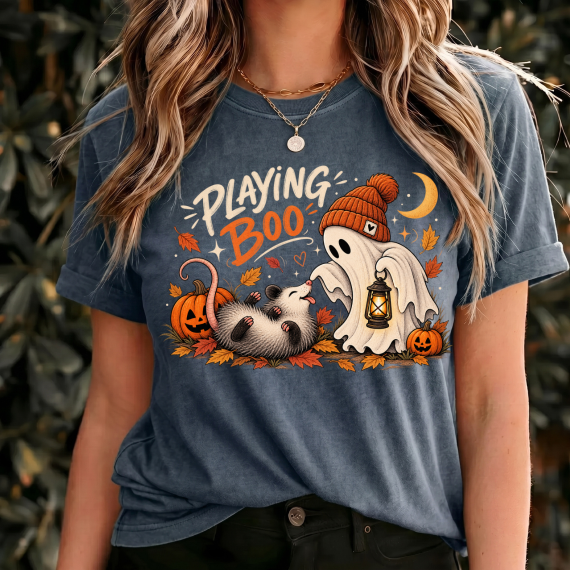 Playing Boo Halloween Shirt, Cute Ghost Opossum Tee, Fall Halloween Shirt, Spooky Animal Design, Autumn Opossum Lover Gift