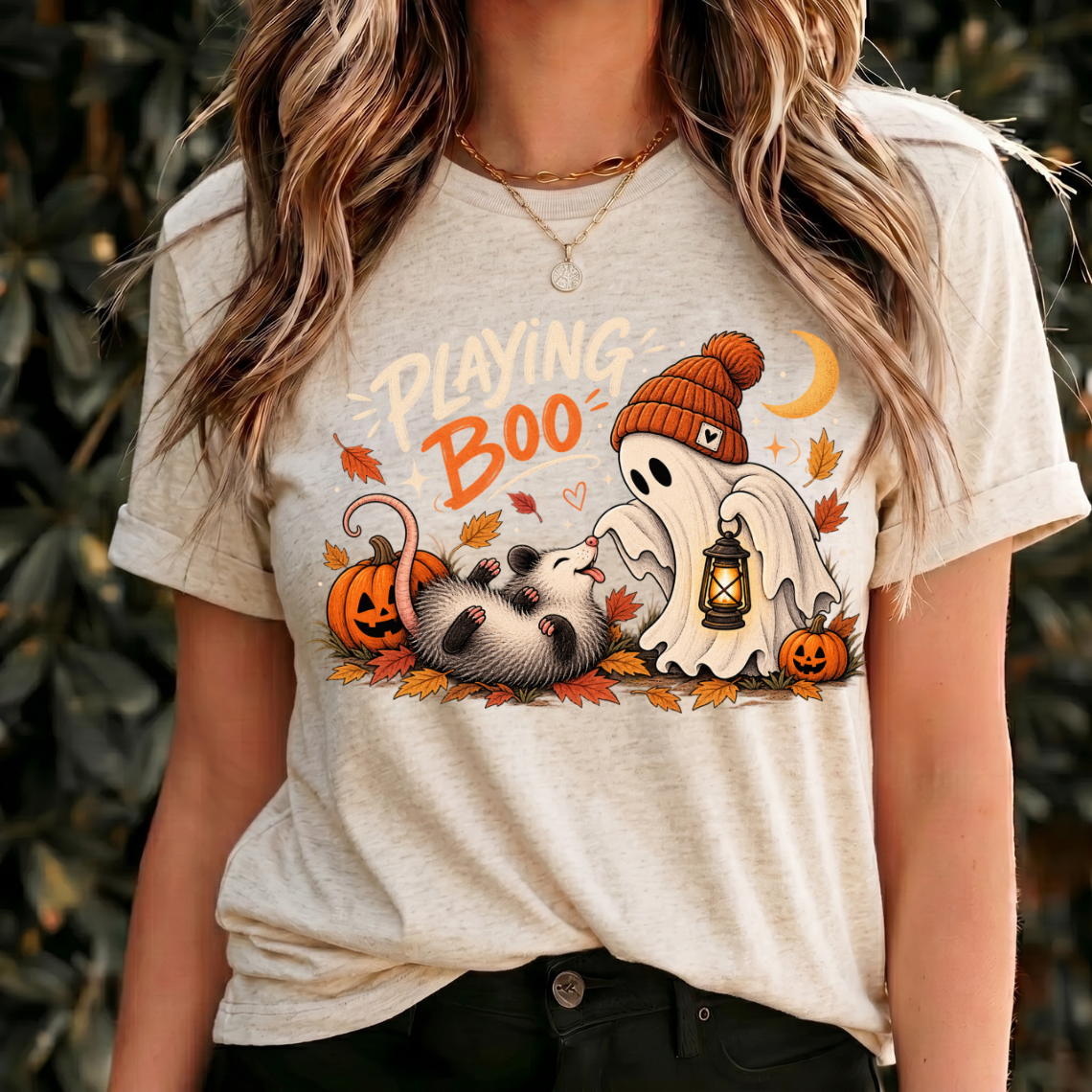 Playing Boo Halloween Shirt, Cute Ghost Opossum Tee, Fall Halloween Shirt, Spooky Animal Design, Autumn Opossum Lover Gift