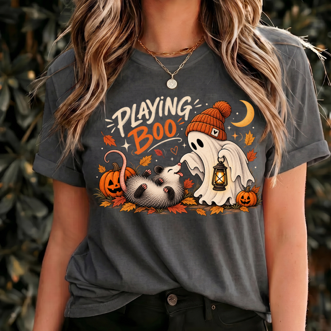 Playing Boo Halloween Shirt, Cute Ghost Opossum Tee, Fall Halloween Shirt, Spooky Animal Design, Autumn Opossum Lover Gift