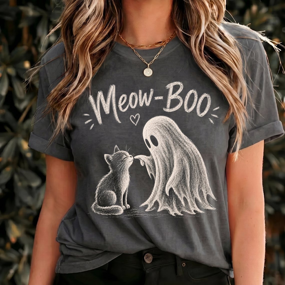 Meow Boo Halloween Shirt, Cute Ghost Cat Shirt, Spooky Cat Tee, Vintage Halloween Design, Black Cat Lover Gift, Cozy Spooky
