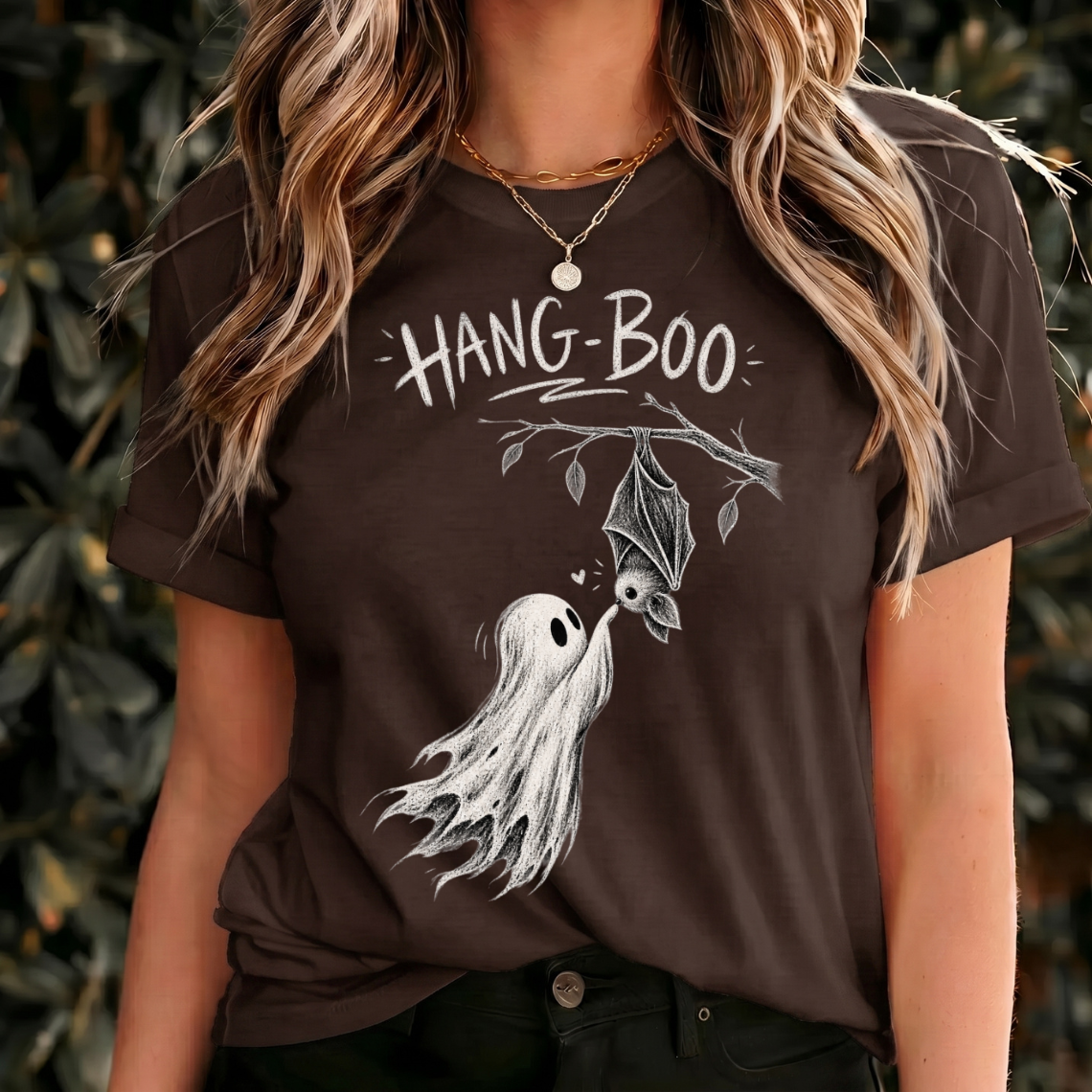Hang Boo Halloween Shirt, Ghost Bat Tee, Cute Spooky Shirt, Bat Halloween T Shirt, Gothic Vintage Halloween Gift