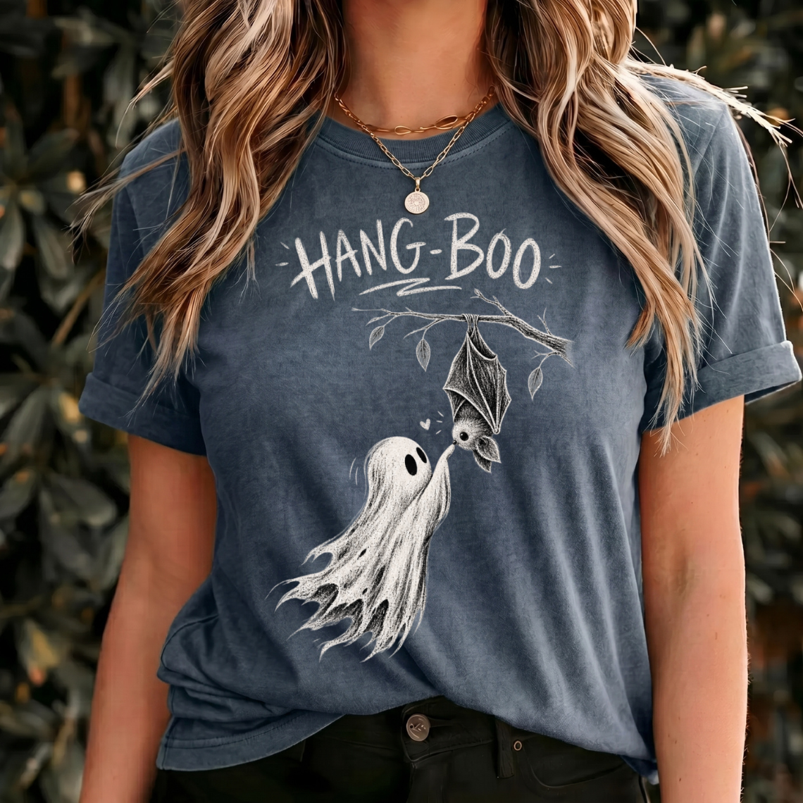 Hang Boo Halloween Shirt, Ghost Bat Tee, Cute Spooky Shirt, Bat Halloween T Shirt, Gothic Vintage Halloween Gift