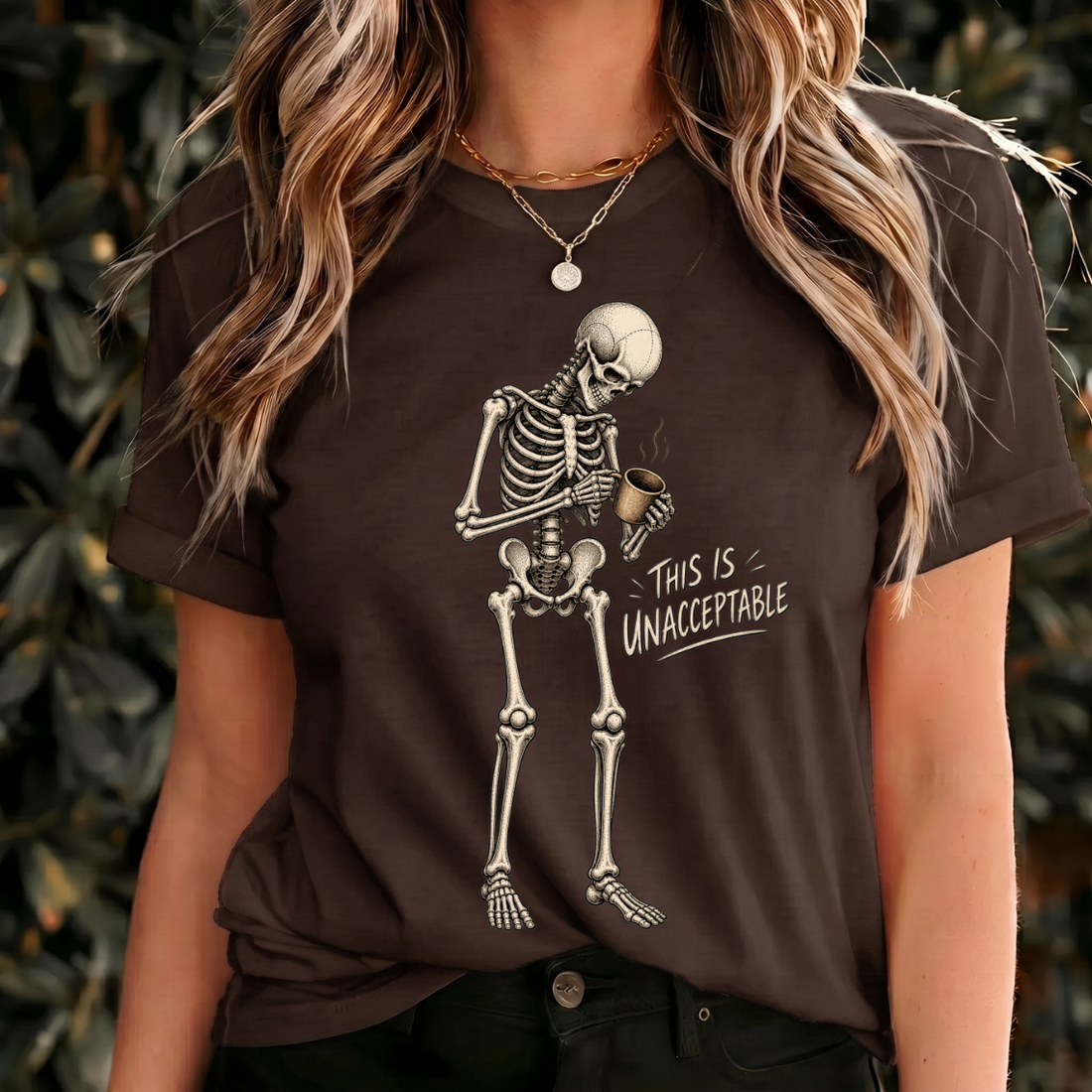 Funny Skeleton Coffee Shirt, This Is Unacceptable Tee, Coffee Lover T Shirt, Dark Humor Gothic Shirt, Halloween Gift