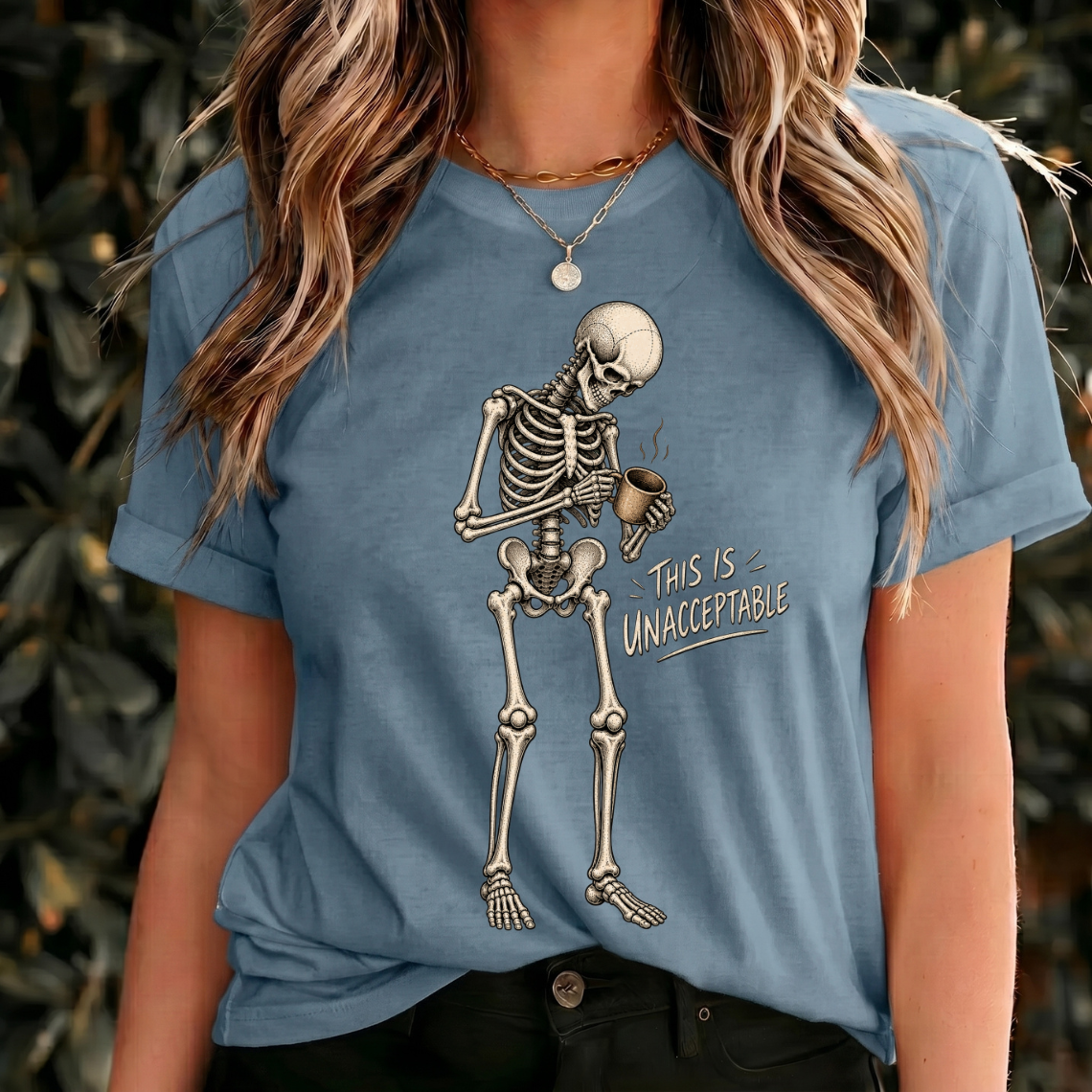 Funny Skeleton Coffee Shirt, This Is Unacceptable Tee, Coffee Lover T Shirt, Dark Humor Gothic Shirt, Halloween Gift