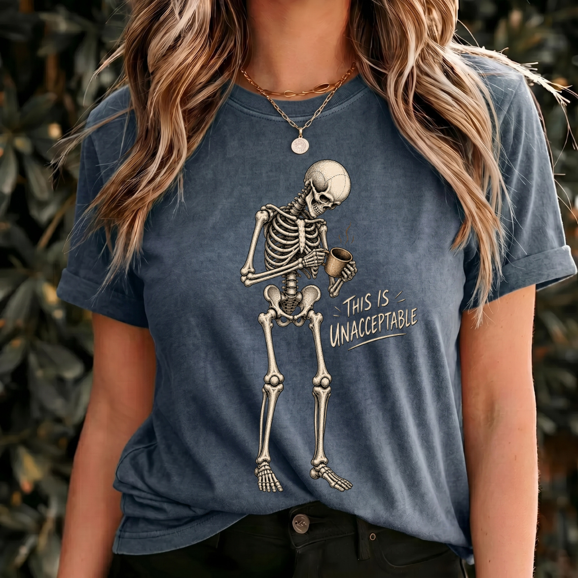 Funny Skeleton Coffee Shirt, This Is Unacceptable Tee, Coffee Lover T Shirt, Dark Humor Gothic Shirt, Halloween Gift