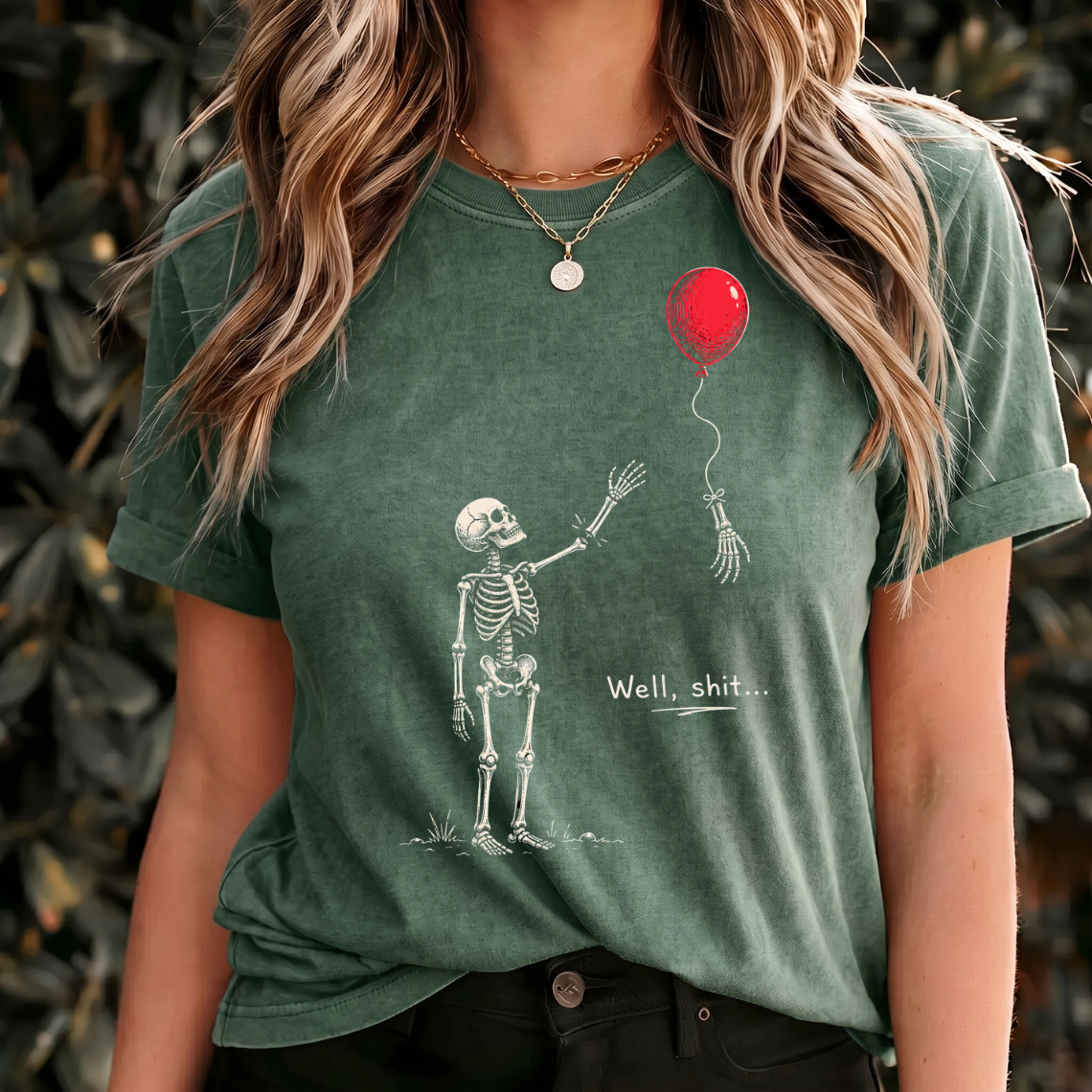 Funny Skeleton Shirt, Well Shit Dark Humor Tee, Skeleton T Shirt, Gothic Skull Shirt, Vintage Spooky Halloween Gift