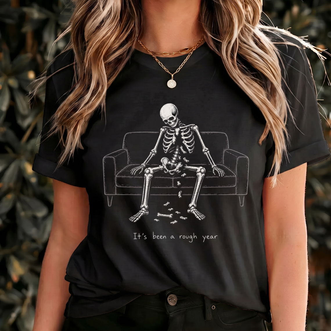 It's Been a Rough Year Shirt, Funny Skeleton Tee, Dark Humor T Shirt, Vintage Skeleton Shirt, Gothic Spooky Gift