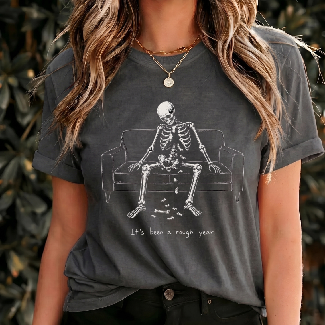 It's Been a Rough Year Shirt, Funny Skeleton Tee, Dark Humor T Shirt, Vintage Skeleton Shirt, Gothic Spooky Gift