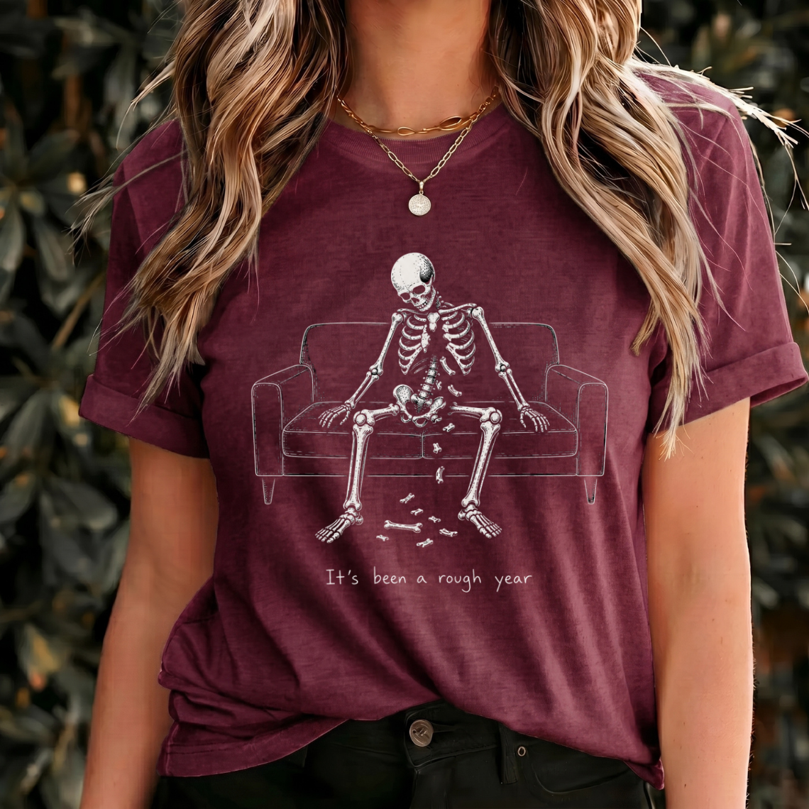 It's Been a Rough Year Shirt, Funny Skeleton Tee, Dark Humor T Shirt, Vintage Skeleton Shirt, Gothic Spooky Gift