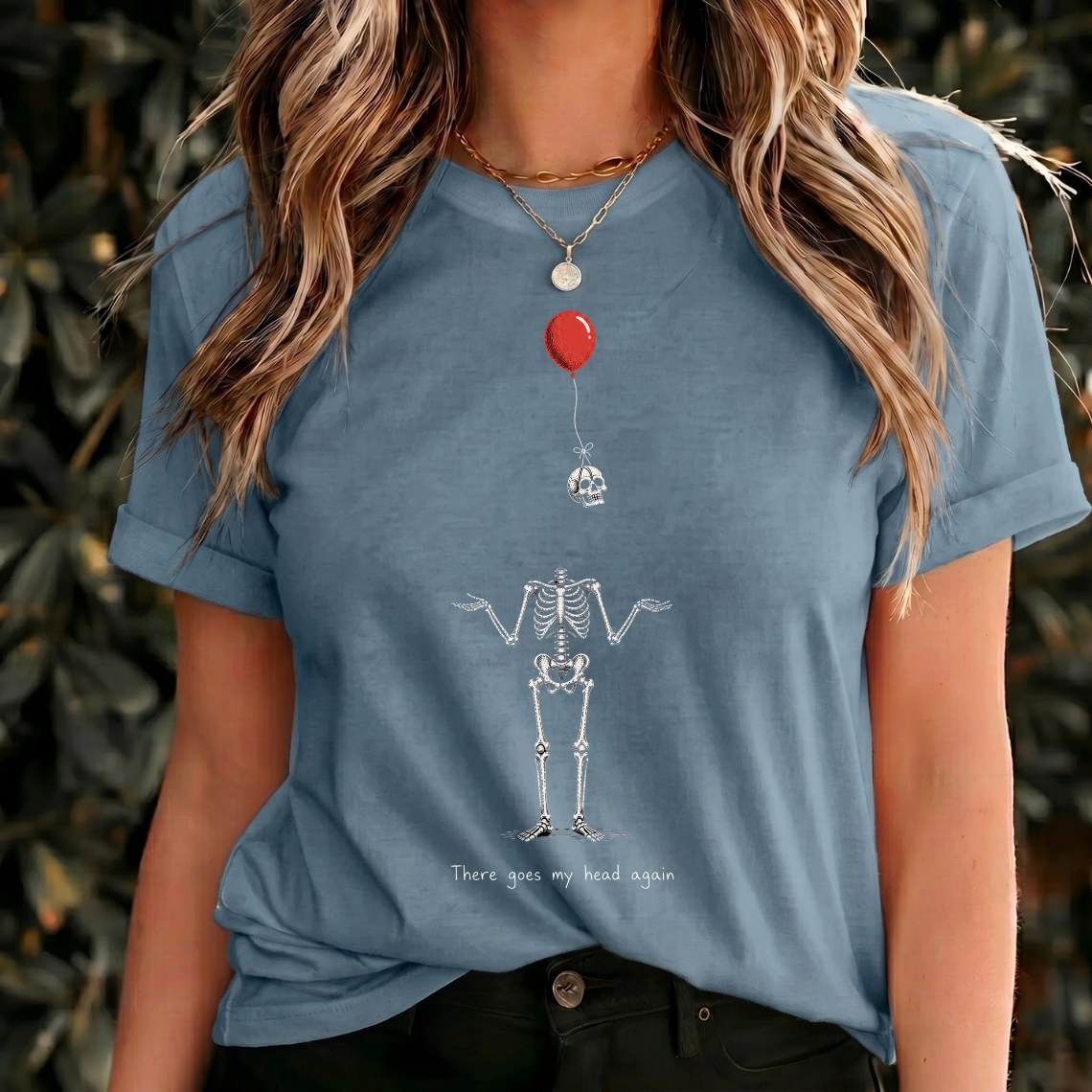 Funny Skeleton Shirt, There Goes My Head Again Tee, Dark Humor Shirt, Gothic Skeleton T Shirt, Spooky Halloween Gift