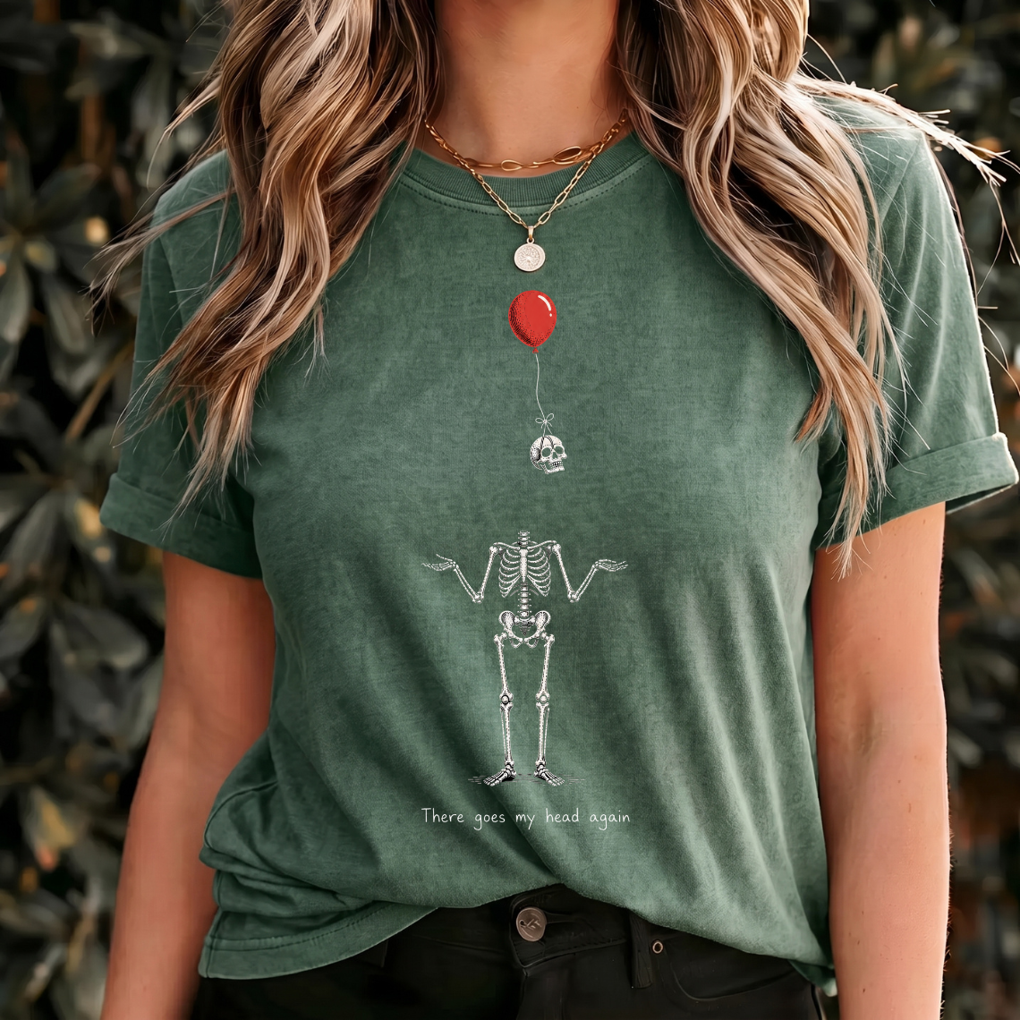 Funny Skeleton Shirt, There Goes My Head Again Tee, Dark Humor Shirt, Gothic Skeleton T Shirt, Spooky Halloween Gift