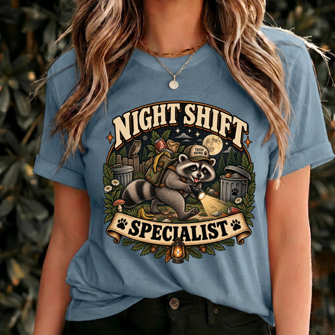 Funny Raccoon Shirt, Night Shift Specialist Tee, Vintage Wildlife Gift