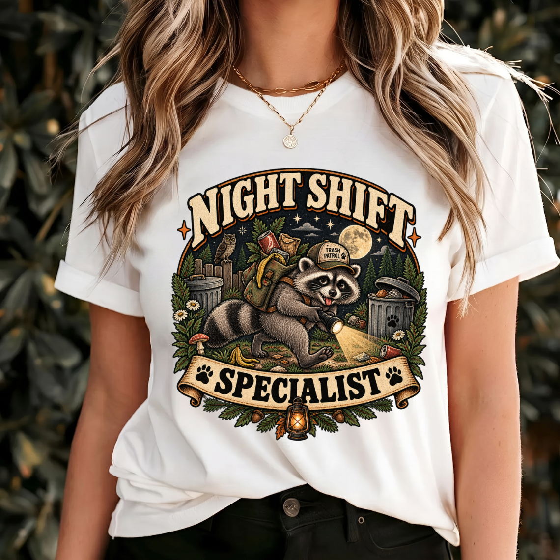 Funny Raccoon Shirt, Night Shift Specialist Tee, Vintage Wildlife Gift