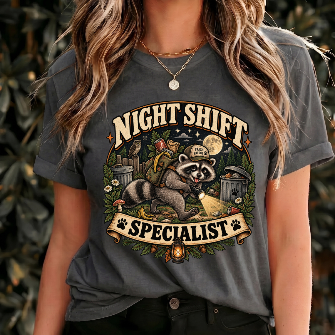 Funny Raccoon Shirt, Night Shift Specialist Tee, Vintage Wildlife Gift