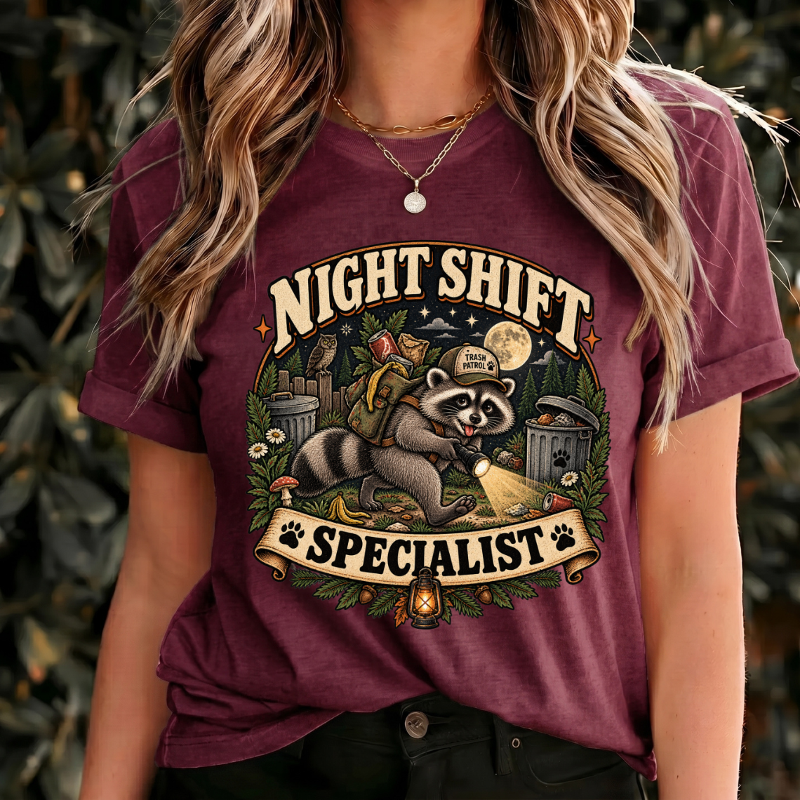 Funny Raccoon Shirt, Night Shift Specialist Tee, Vintage Wildlife Gift