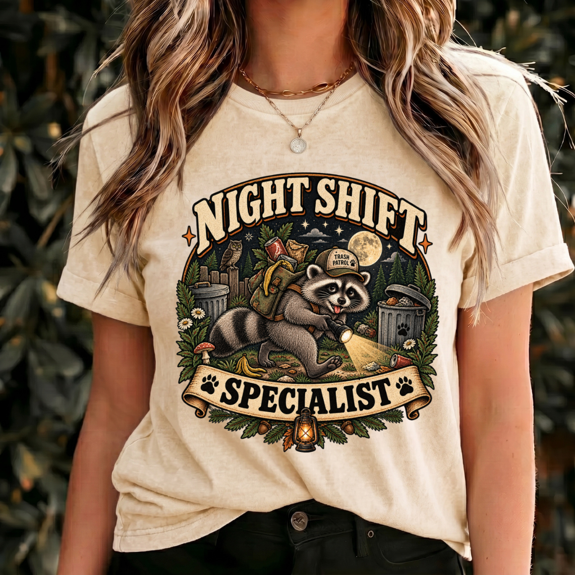 Funny Raccoon Shirt, Night Shift Specialist Tee, Vintage Wildlife Gift